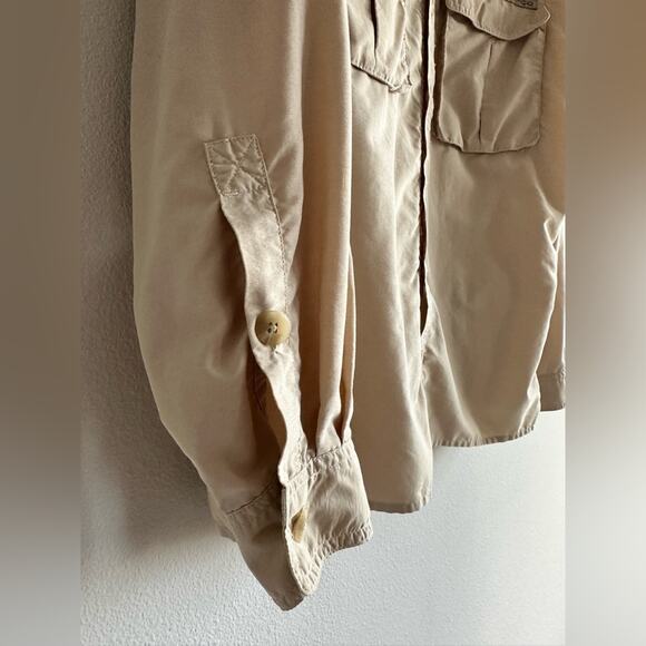 Vintage ExOfficio Men’s Safari Fishing Shirt – Tan Nylon Blend – Size L - Picture 4 of 7